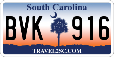 SC license plate BVK916