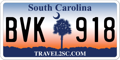 SC license plate BVK918
