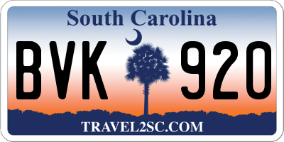 SC license plate BVK920