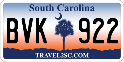 SC license plate BVK922
