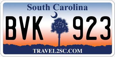 SC license plate BVK923