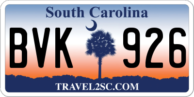 SC license plate BVK926