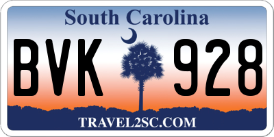 SC license plate BVK928