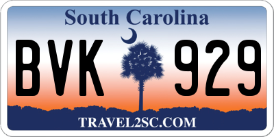 SC license plate BVK929