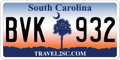 SC license plate BVK932