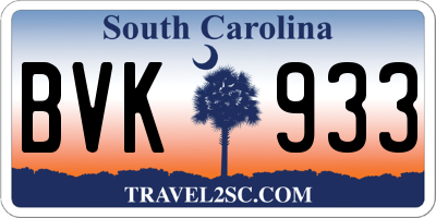 SC license plate BVK933
