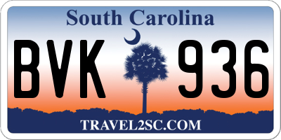SC license plate BVK936