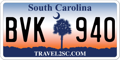 SC license plate BVK940