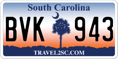 SC license plate BVK943