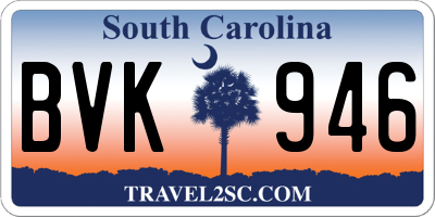 SC license plate BVK946