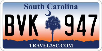 SC license plate BVK947