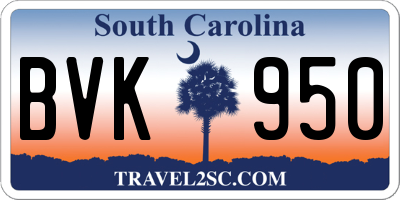 SC license plate BVK950