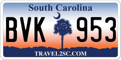 SC license plate BVK953