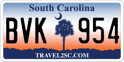 SC license plate BVK954