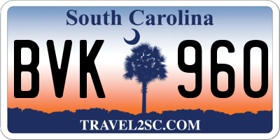 SC license plate BVK960