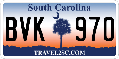 SC license plate BVK970
