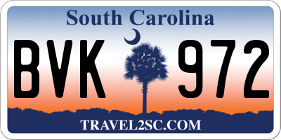 SC license plate BVK972
