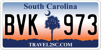 SC license plate BVK973
