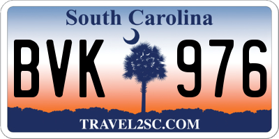 SC license plate BVK976