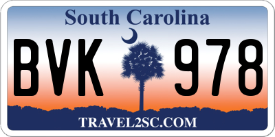 SC license plate BVK978