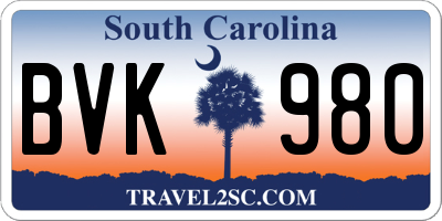 SC license plate BVK980