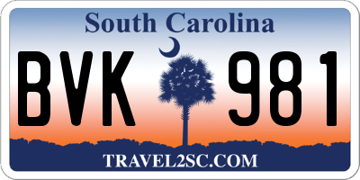 SC license plate BVK981