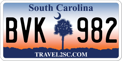 SC license plate BVK982