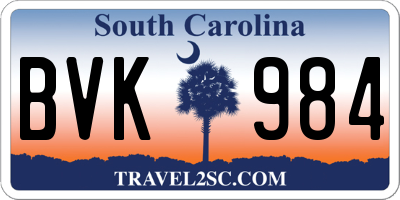 SC license plate BVK984
