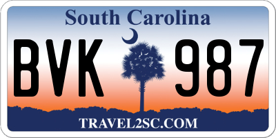 SC license plate BVK987
