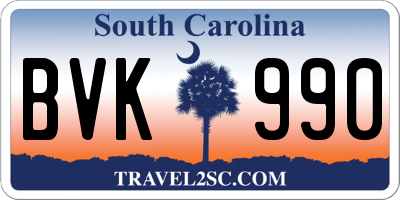 SC license plate BVK990