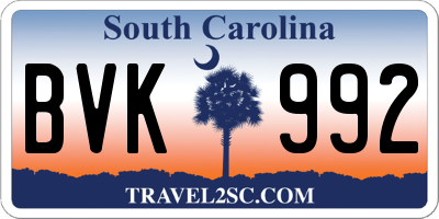 SC license plate BVK992