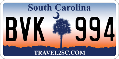 SC license plate BVK994