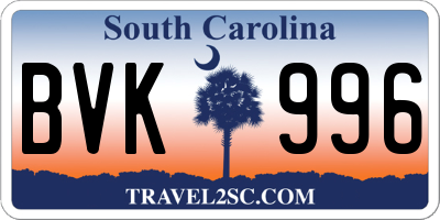 SC license plate BVK996