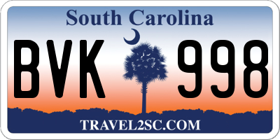 SC license plate BVK998
