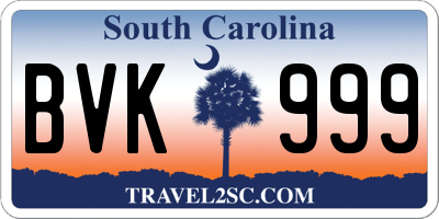 SC license plate BVK999