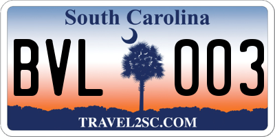 SC license plate BVL003