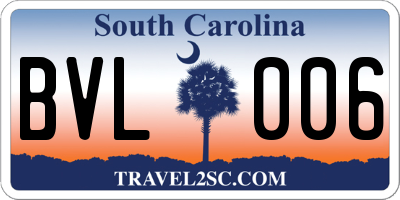 SC license plate BVL006