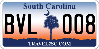 SC license plate BVL008