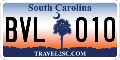 SC license plate BVL010