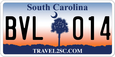 SC license plate BVL014