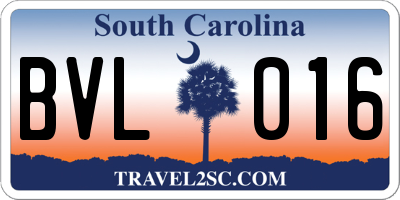 SC license plate BVL016