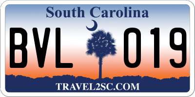 SC license plate BVL019