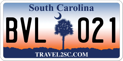SC license plate BVL021