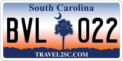 SC license plate BVL022