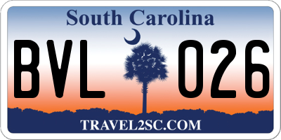 SC license plate BVL026