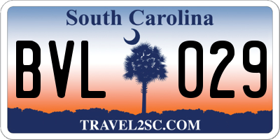 SC license plate BVL029
