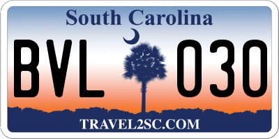 SC license plate BVL030