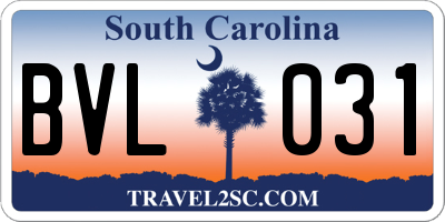 SC license plate BVL031