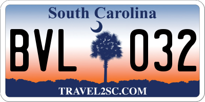 SC license plate BVL032