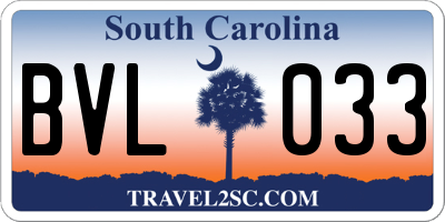 SC license plate BVL033